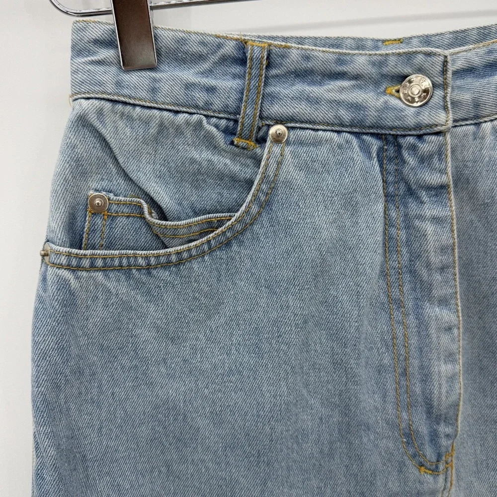 VTG‎ 90s Denim Mini Skirt Size 7 Light Wash High Rise A-Line Classic Cotton